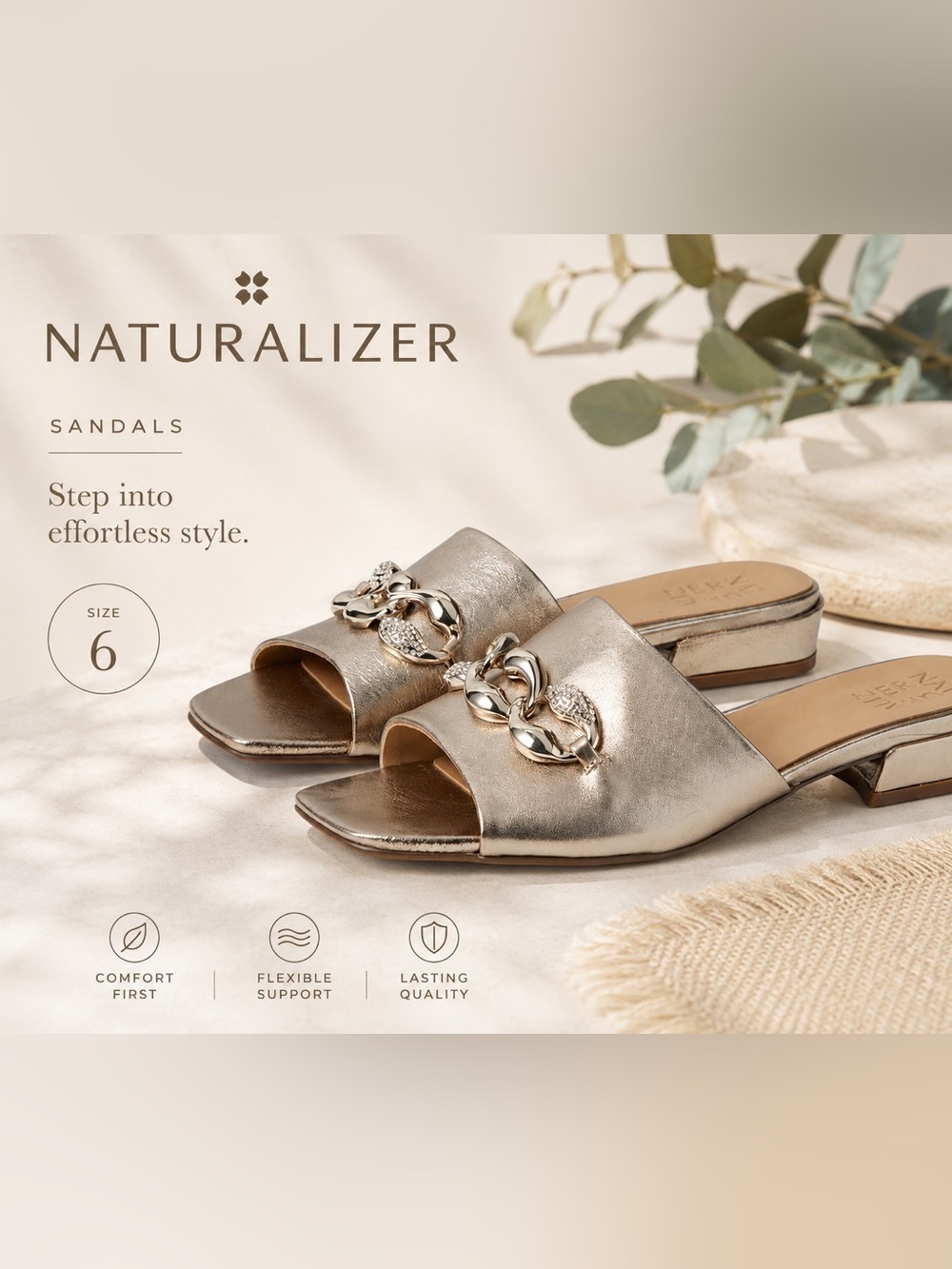 Naturalizer Women's Angie warm Silver sandals /size 6
